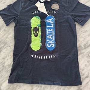 NWT H&M Navy Blue Skateboard Tee Boys 8-10 LA